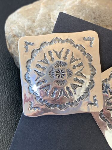 Navajo Sterling Silver Stamped Earrings | Authentic Native American Handmade | 1669
