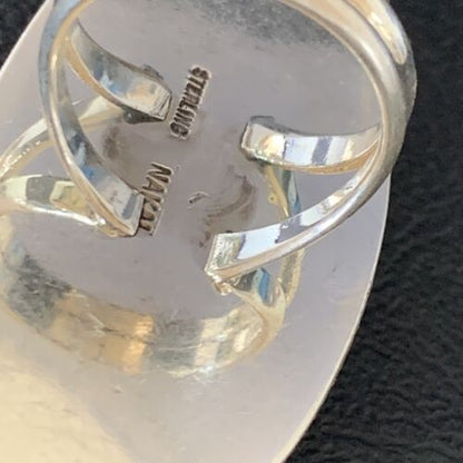 Native American Navajo Gold Yellow Mother of Pearl Inlay Ring | Sterling Silver | Sz 7 | 12937