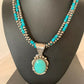Navajo Kingman Turquoise Pendant Necklace | Sterling Silver | 3-Strand | Authentic Native American Handmade | 3204