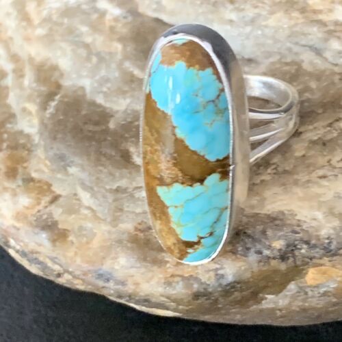 Native American Blue #8 Turquoise Navajo Ring | Sterling Silver | Sz 6.5 | 14032