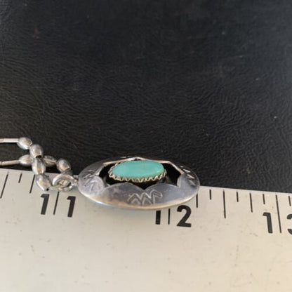 Navajo Blue Turquoise Shadowbox Pendant | Sterling Heishi Necklace | Authentic Native American Handmade | 13690
