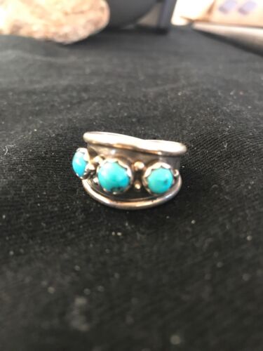 Navajo Kingman Turquoise Multi-Stone Ring | Authentic Native American Sterling Silver | Sz 11.5 | 8201