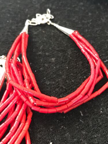 Navajo Red Stabilized Coral Liquid Heishi Sterling Bracelet | 5-Strand | 7" | 13607