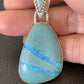 Men's Women's Navajo Blue Turquoise Opal Inlay Pendant | Sterling Silver | Authentic Native American Handmade | 12489