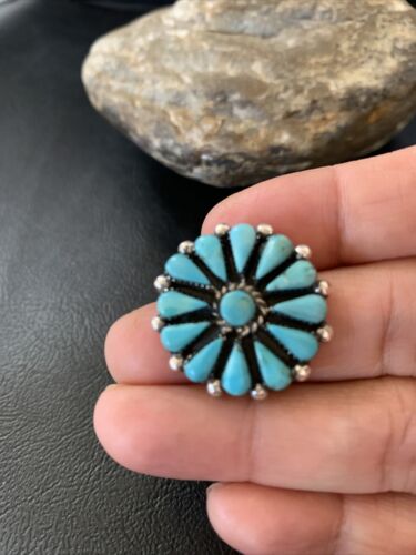 Navajo Blue Cluster Turquoise Stud Post Earrings | Sterling Silver | Authentic Native American Handmade | 12301