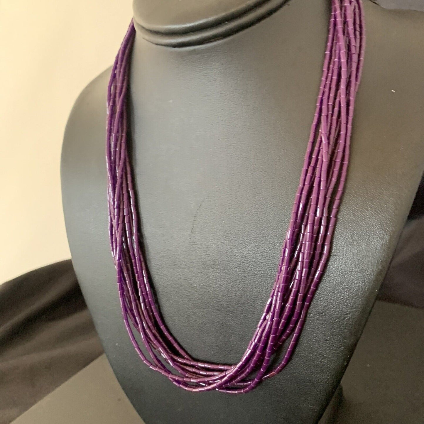 Navajo Sugilite Heishi Necklace | 10-Strand Sterling Tube | 20" | Native American Jewelry 02234