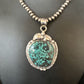Men's Blue Spiderweb Turquoise Necklace Pendant | Navajo Sterling Silver | Authentic Native American Handmade | 14258