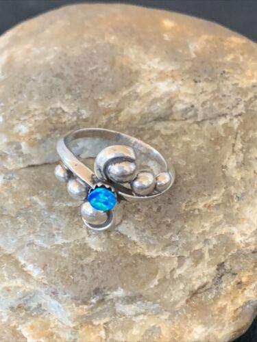 Southwestern Women's Navajo Blue Opal Ring | Sterling Silver | Sz 7 | 10814