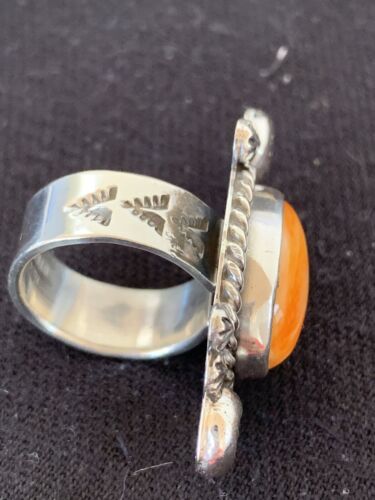 Southwestern Women's Sterling Silver Orange Spiny Oyster Ring | Sz 6 | 00457