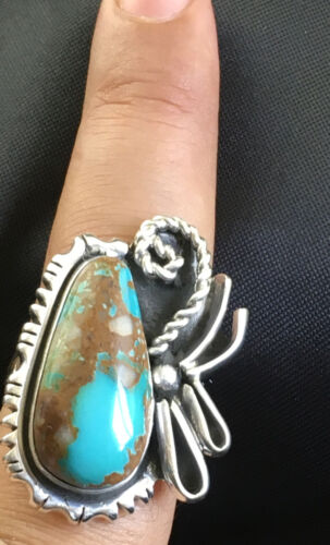 Native American Women's Navajo Royston Turquoise Ring | Sterling Silver | Sz 8.75 | 10184