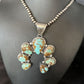 Navajo Blue #8 Turquoise Squash Blossom Necklace Pendant | Authentic Native American Sterling Silver | Naja | 14241