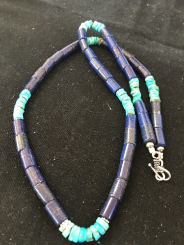 Navajo Lapis Turquoise Men's Necklace | Sterling Silver | 23" | Southwestern Handmade