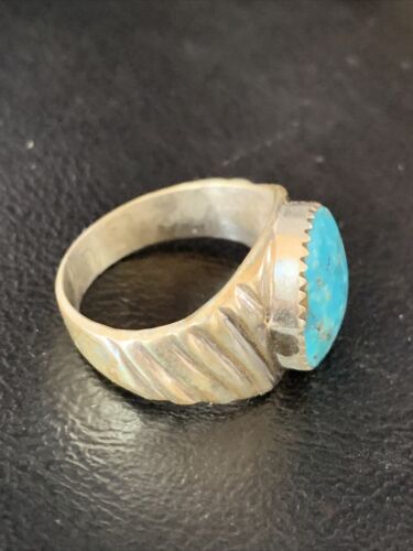 Southwestern Navajo Blue Kingman Turquoise Ring | Sterling Silver | Sz 10 | 14153