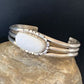 Navajo White Buffalo Turquoise Cuff Bracelet | Sterling Silver | Authentic Native American Handmade | 1423