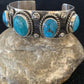 Navajo Sterling Silver Blue Kingman Turquoise Cuff Bracelet | 5 Stones | Authentic Native American Handmade | 863