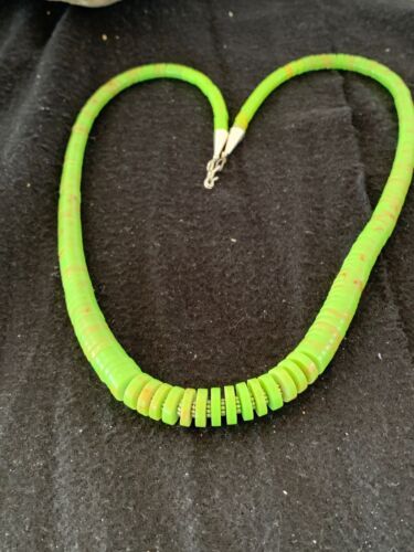 Navajo Green Gaspeite Necklace | Sterling Silver | 21" | Authentic Native American Handmade | 4243