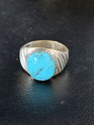Navajo Blue Kingman Turquoise Ring | Sterling Silver | Sz 11 | Authentic Native American Handmade | 14149
