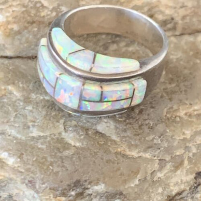 Navajo Pink Opal Inlay Band Ring | Sz 6 | Authentic Native American Handmade | 12403 - Masha USA