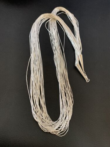 Southwestern Liquid Silver Heishi Necklace | 30 Strands | Sterling Silver Tubes | 26" | 02215