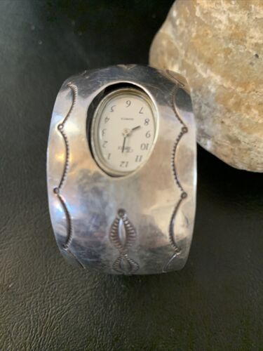 Authentic Navajo Sterling Silver Watch Tips Bracelet | Old Pawn Stamped | Native American Jewelry | 1458