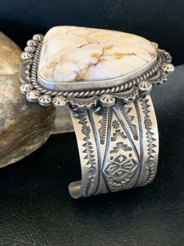 Native American Men's Wild Horse Turquoise Cuff Bracelet | Navajo Sterling Silver | 1417