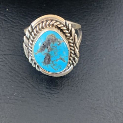 Navajo Blue Kingman Turquoise Ring | Sterling Silver | Sz 8 | Authentic Native American Handmade | 11921