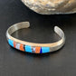 Navajo White Buffalo Turquoise Spiny Opal Inlay Bracelet | Sterling Silver | Authentic Native American Handmade | 12239