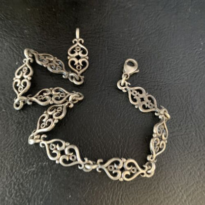 Old Pawn Navajo Sterling Silver Link Bracelet | 8" | Authentic Native American Handmade | 13730