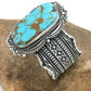 Navajo Men's Turquoise #8 Cuff Bracelet | Sterling Silver | Authentic Native American Handmade | 13646