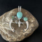Navajo Sterling Silver Blue #8 Turquoise Naja Pendant | Authentic Native American Handmade | 14667