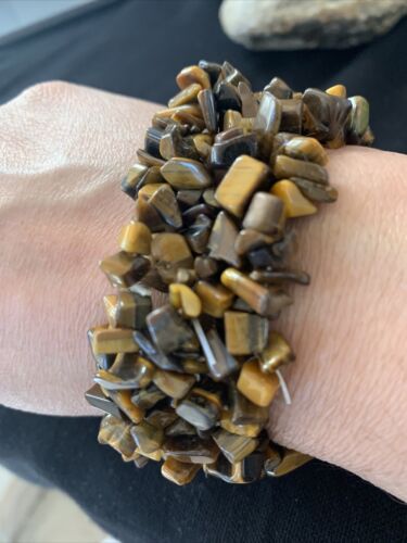 Native American Multi-Stone Bracelet | Tiger's Eye & Coffee Bead | Stretchable | Handmade | 1409