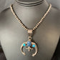 Navajo Sterling Silver Pendant Necklace | Denim Lapis & Turquoise | Authentic Native American Handmade | 13633