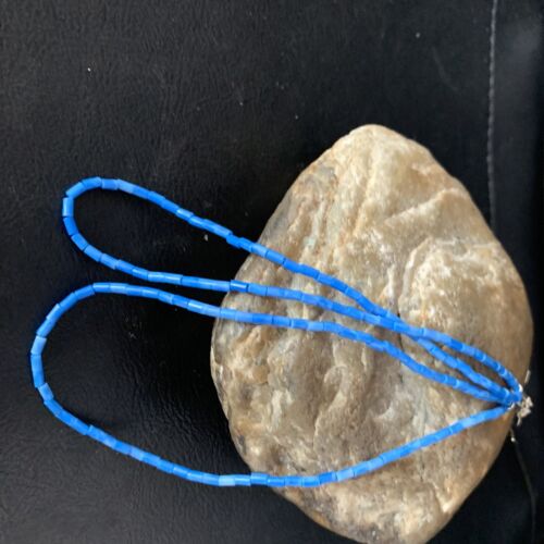 Handmade Silver Heishi Beads Blue Denim Lapis Earrings | Sterling Silver | 5" | 13505