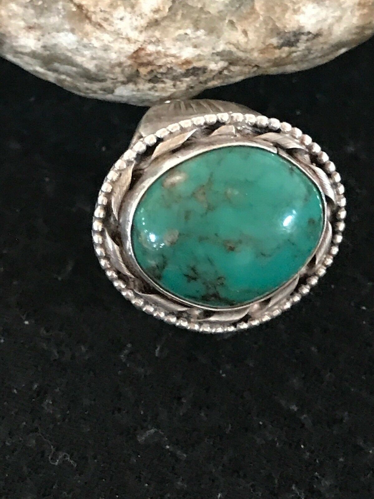 Vintage Navajo Sterling Silver Turquoise Ring | Sz 10.5 | Old Pawn | Blue | Native American Southwestern | 8641