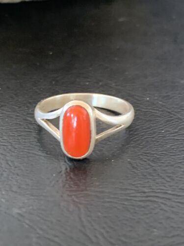 Native American Women's Navajo Red Coral Ring | Sterling Silver | Sz 9 | 10372