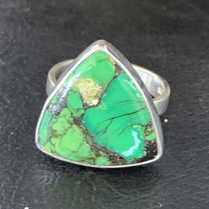 Navajo Green Mojave Turquoise Ring | Sterling Silver | Sz 8 | Authentic Native American Handmade | 14038