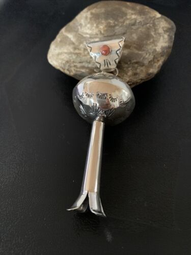 Southwestern Sterling Silver Spiny Oyster Naja Necklace Pendant | 4" | Navajo Handmade | 10455
