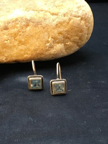 Navajo Blue Topaz Earrings | Sterling Silver | Authentic Native American Handmade | 8989