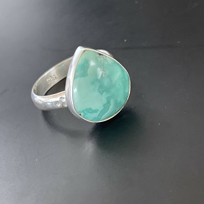 Navajo Sterling Silver Natural Blue Turquoise Ring | Sz 9 | Authentic Native American Handmade | 11436 - Masha USA