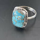 Navajo Blue Mojave Turquoise Ring | Sterling Silver | Sz 6.5 | Authentic Native American Handmade | 11449