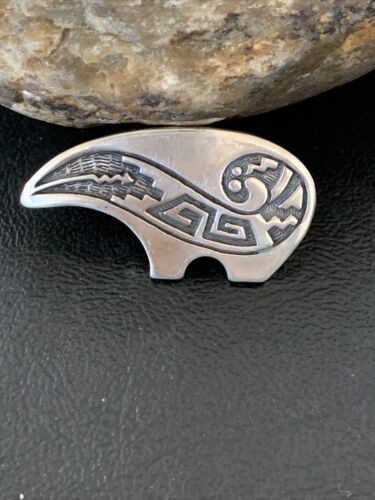 Native American Hopi Bear Stamped Pendant | Sterling Silver | Handmade | 1462 - Masha USA