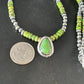 Navajo Green Turquoise Pendant Necklace | Sterling Silver | 22" | Authentic Native American Handmade | 14608