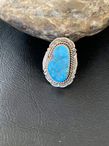 Southwestern Navajo Blue Kingman Turquoise Ring | Sterling Silver | Sz 7 | 12207
