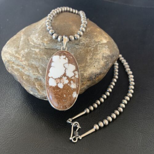 Navajo Wild Horse Turquoise Necklace Pendant | Sterling Silver | Authentic Native American Handmade | 12732