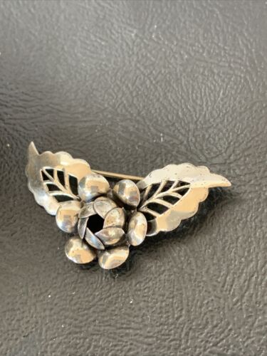 Vintage Navajo Sterling Silver Flower Leaf Pin Brooch | 1.65" | Authentic Native American Handmade | 1460