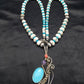 Navajo Kingman Turquoise Pendant Necklace | Authentic Native American Sterling Silver | Multi-Stone | 3043