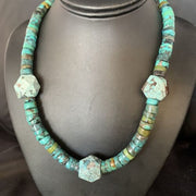 Navajo Turquoise Heishi Spiderweb Necklace | Sterling Silver | 20" | Authentic Native American Handmade | 13892