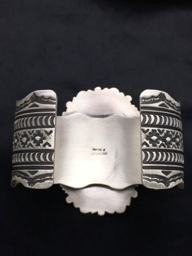 Navajo Men's Turquoise #8 Cuff Bracelet | Sterling Silver | Authentic Native American Handmade | 13646