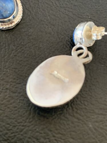 Navajo Denim Lapis Dangle Earrings | Sterling Silver | 1.1" | Authentic Native American Handmade | 1705