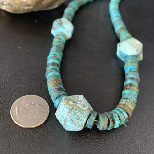 Navajo Turquoise Heishi Spiderweb Necklace | Sterling Silver | 20" | Authentic Native American Handmade | 13894